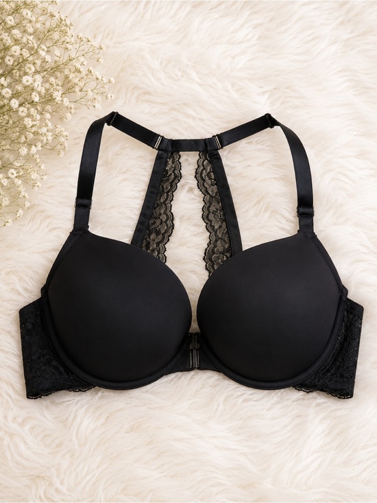 torrid Other - Torrid Black Lace Racerback Front Clasp Bra 38DD